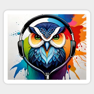 owl with headphones Sticker